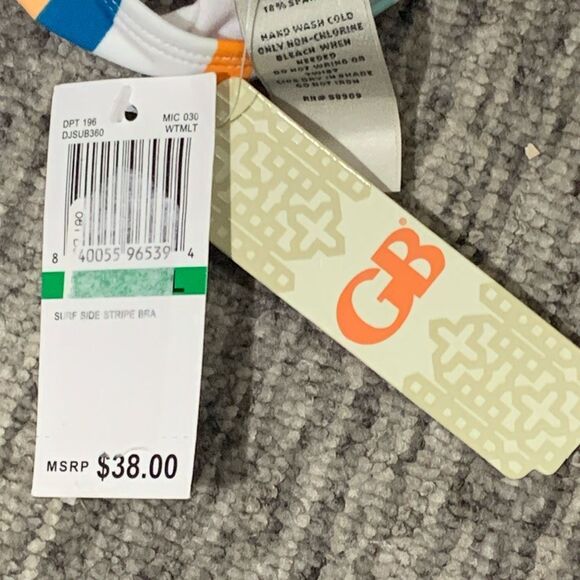 Brand‎ New GB Women's Large Removable Pads Surf Side Striped Bikini Top Swimwear - Picture 4 of 6